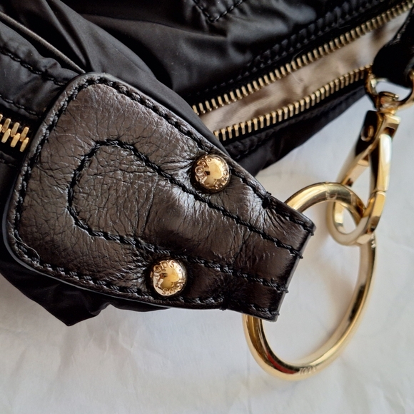 TOD’s Pashmy Luna Designer Black Nylon & Patient Leather Multi Zippers Handbag - Picture 9 of 15